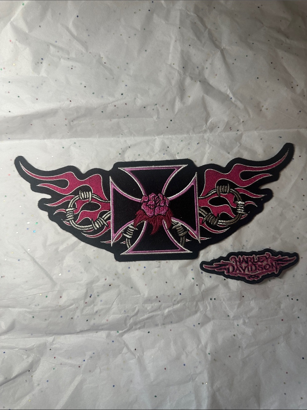 Vintage Harley, Davidson, Lady patches, hot pink and black never used